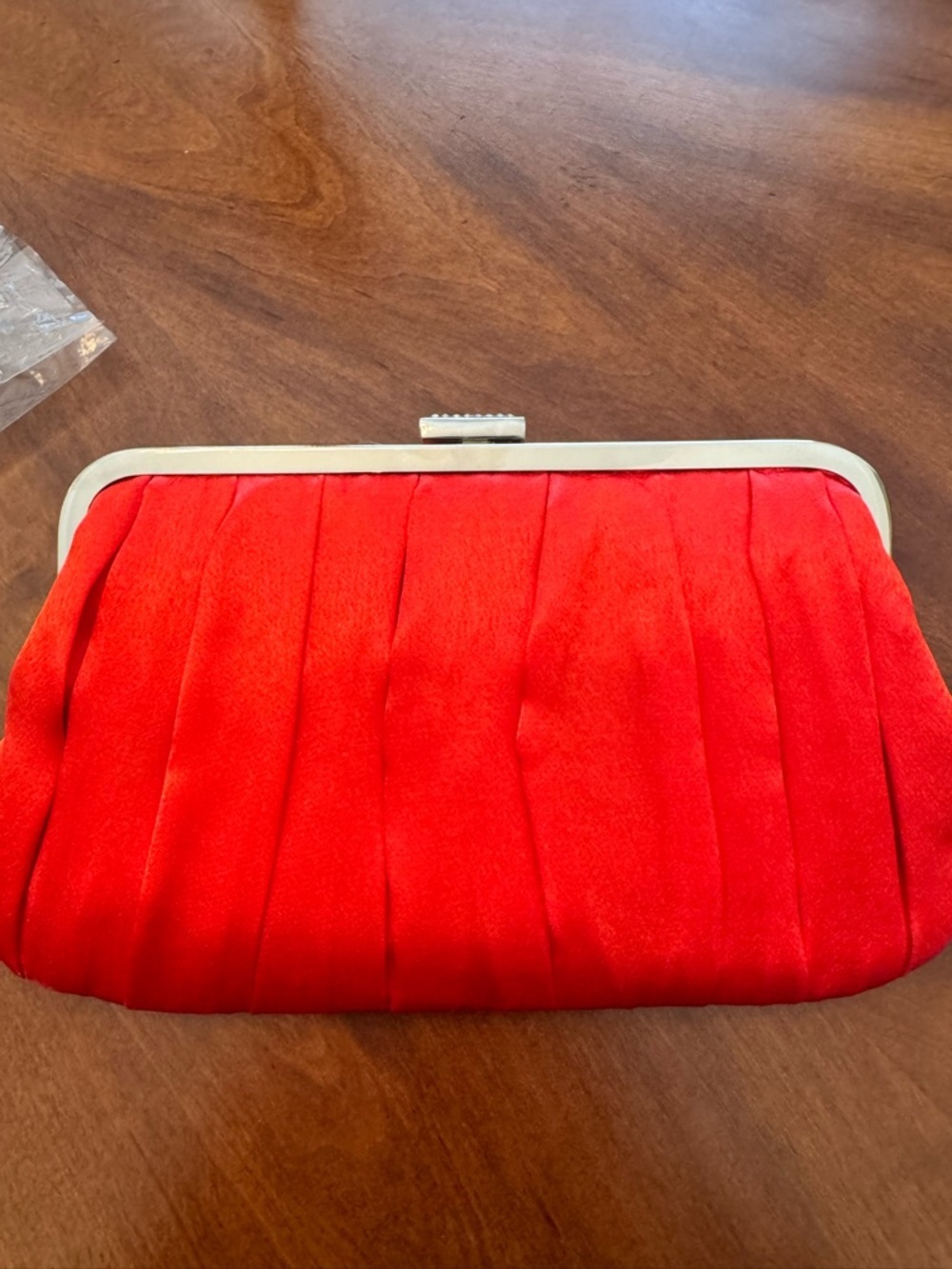 Elegant Red Satin Rose Clutch - Evening Bag - Picture 3 of 7